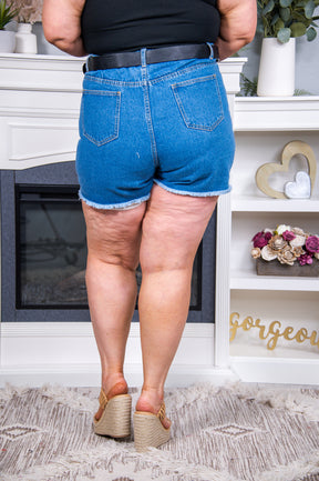 Mila Dark Denim Distressed Shorts - I1449DN