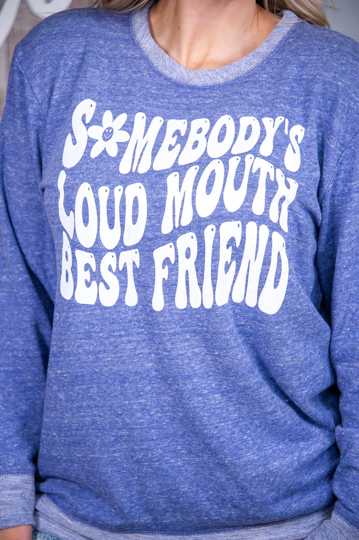 Somebody's Loud Mouth Best Friend Purple Melange Long Sleeve Graphic Tee - A2606PM