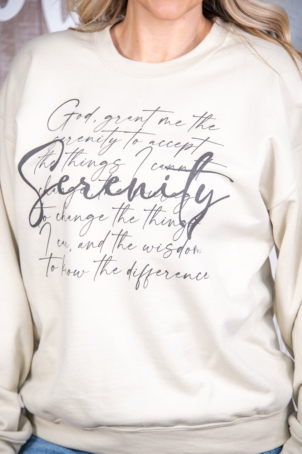 Serenity Prayer Sand Graphic Sweatshirt - A2607SD