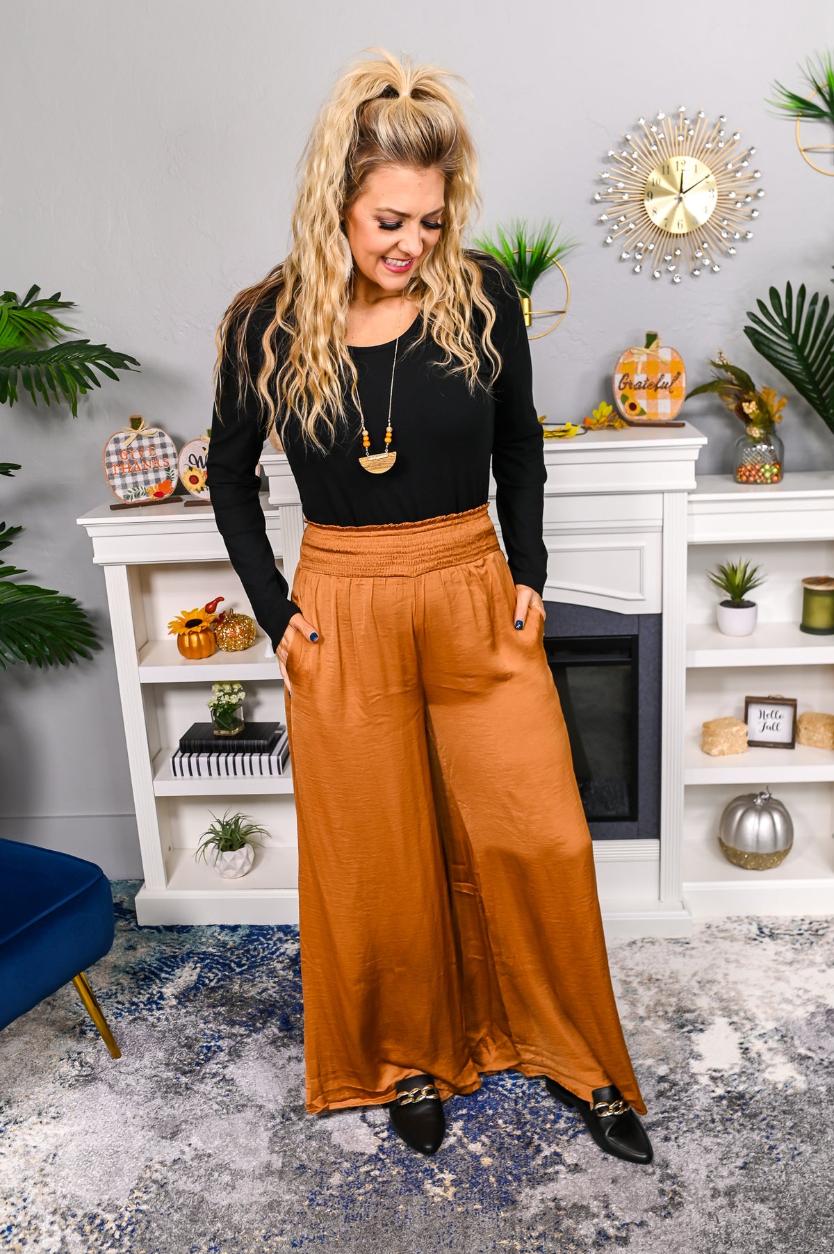 Missing Your Chance Camel Solid Palazzo Pants - PNT1277CA