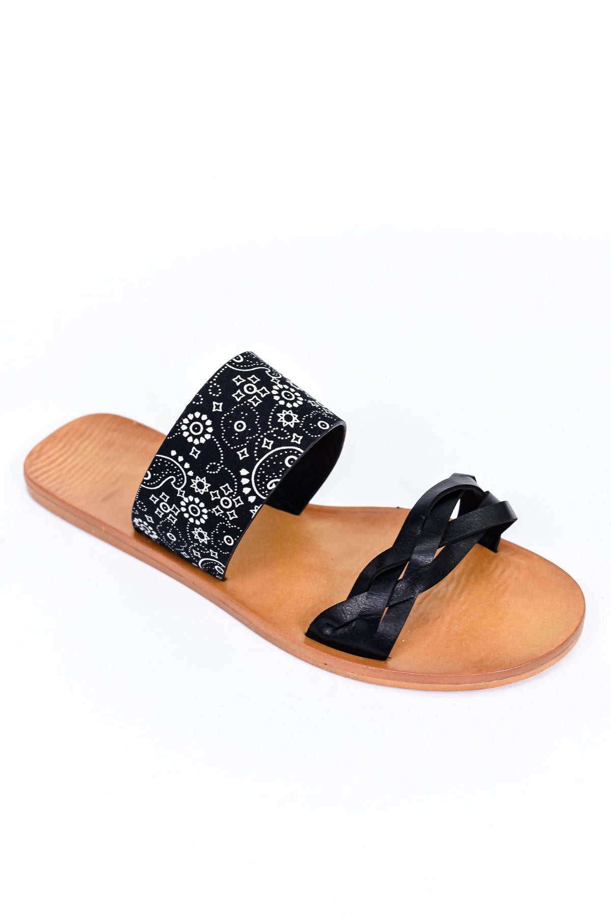 Dangerously Obsessed Black Multi Pattern Sandals - SHO2046BK