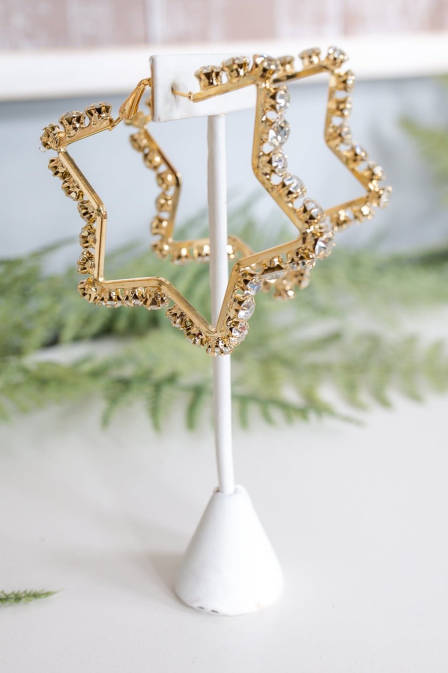 Gold/Bling Star Drop Earrings - EAR4055GD