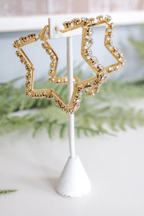 Gold/Bling Star Drop Earrings - EAR4055GD