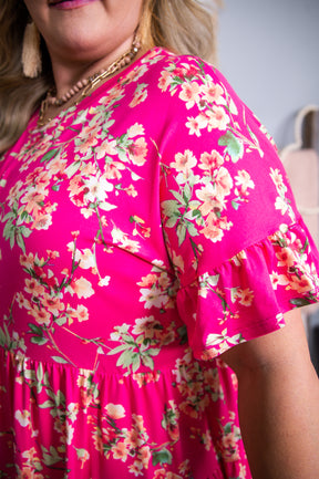 Adding Some Style Fuchsia/Multi Color Floral Babydoll Top - T6696FU