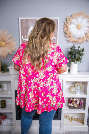 Adding Some Style Fuchsia/Multi Color Floral Babydoll Top - T6696FU