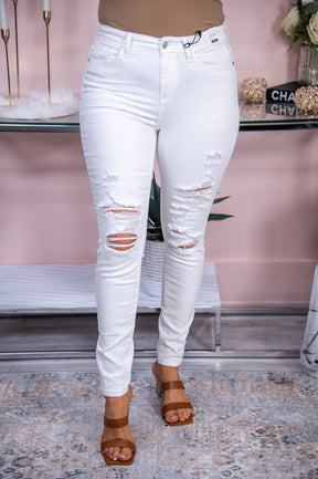 Courtney White Denim Distressed Jeans - K952WH