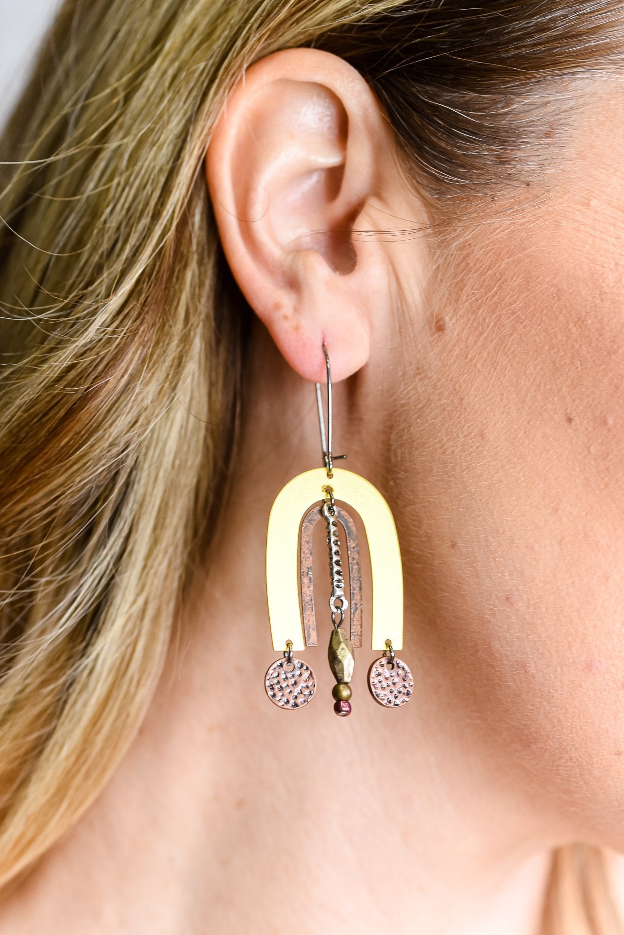 Gold/Bronze/Layered/Arch Drop Earrings - EAR3506GO
