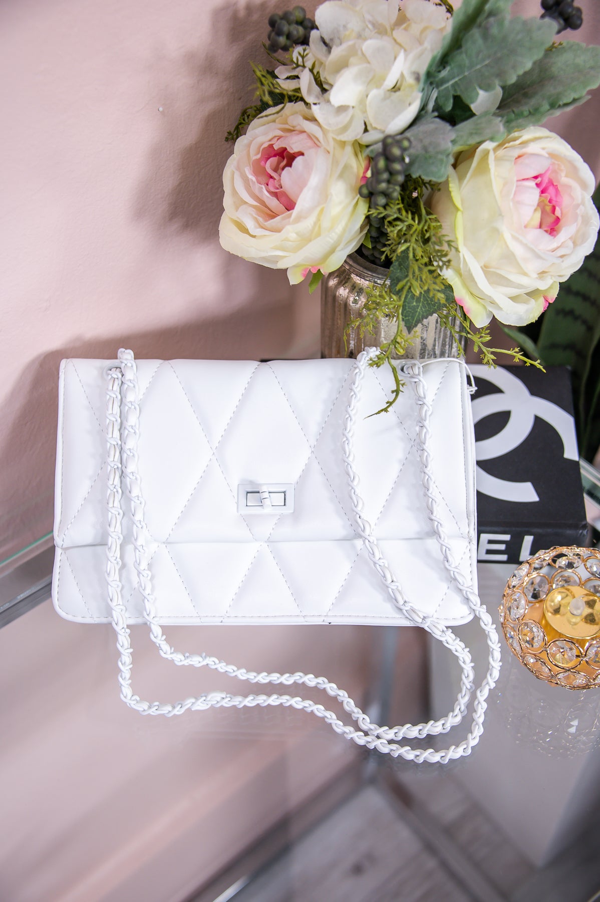 Subtly Sweet Dusty White Solid Bag - BAG1828WH