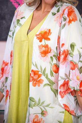 Finding My Purpose Ivory/Multi Color Floral Sheer Kimono - O4698IV