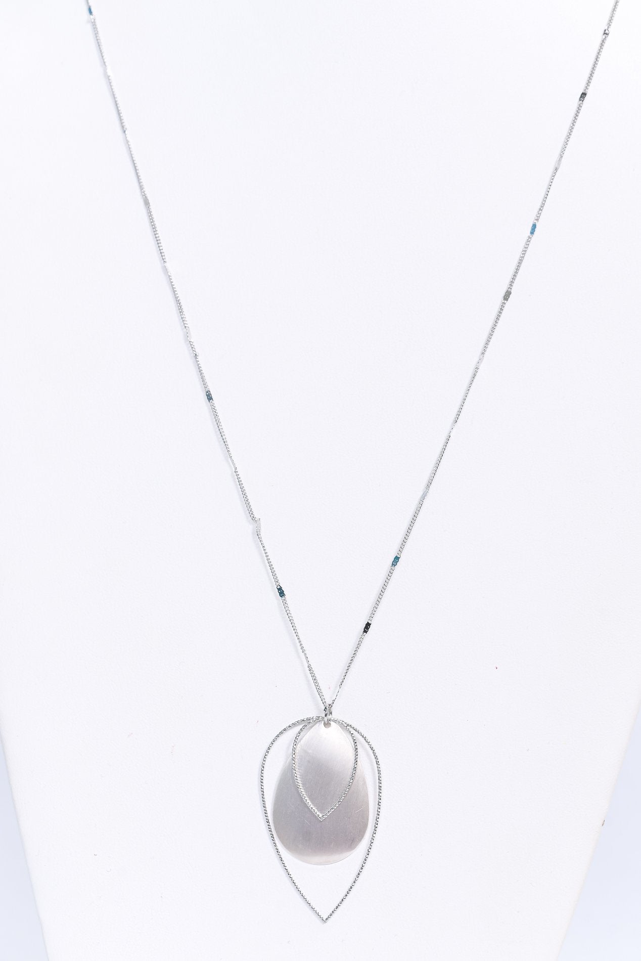 Silver/Triple Layered/Teardrop Necklace - NEK3874SI