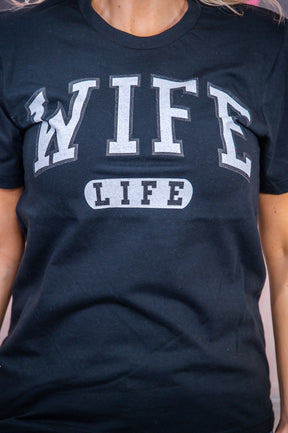 Wife Life Vintage Black Graphic Tee - A2627VBK