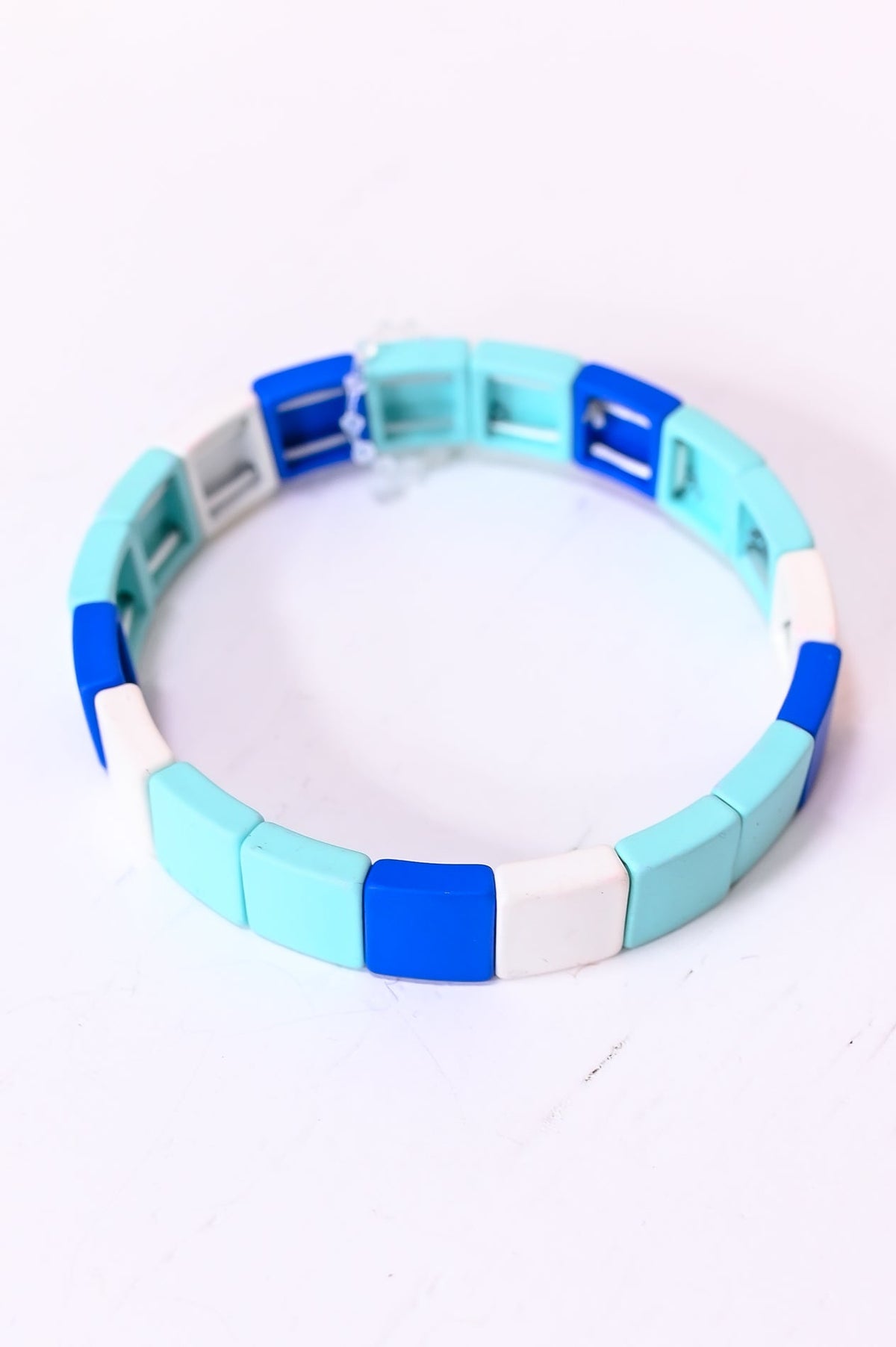 Blue/White/Light Blue Stretch Bracelet - BRC3316BL
