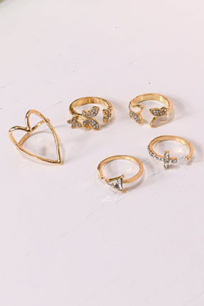 Gold/Bling 5-Piece Ring Set - RNG1101GO