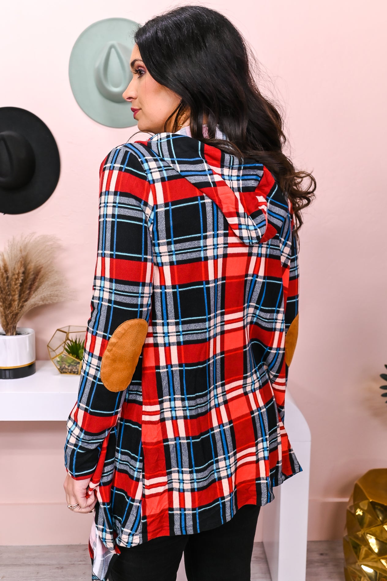 Life Is A Gift Red/Multi Color Plaid Cardigan - O4440BK