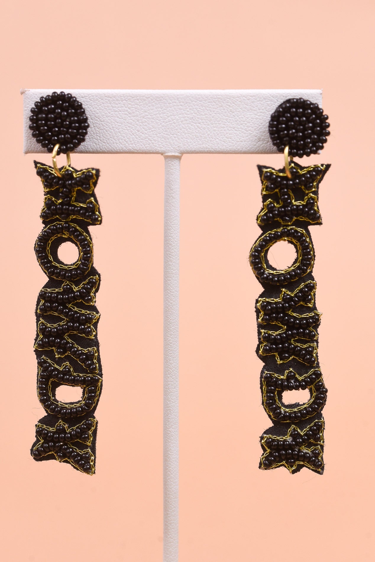 Black Seed Bead 'Howdy' Drop Earrings - EAR3592BK
