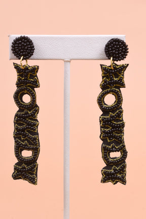 Black Seed Bead 'Howdy' Drop Earrings - EAR3592BK