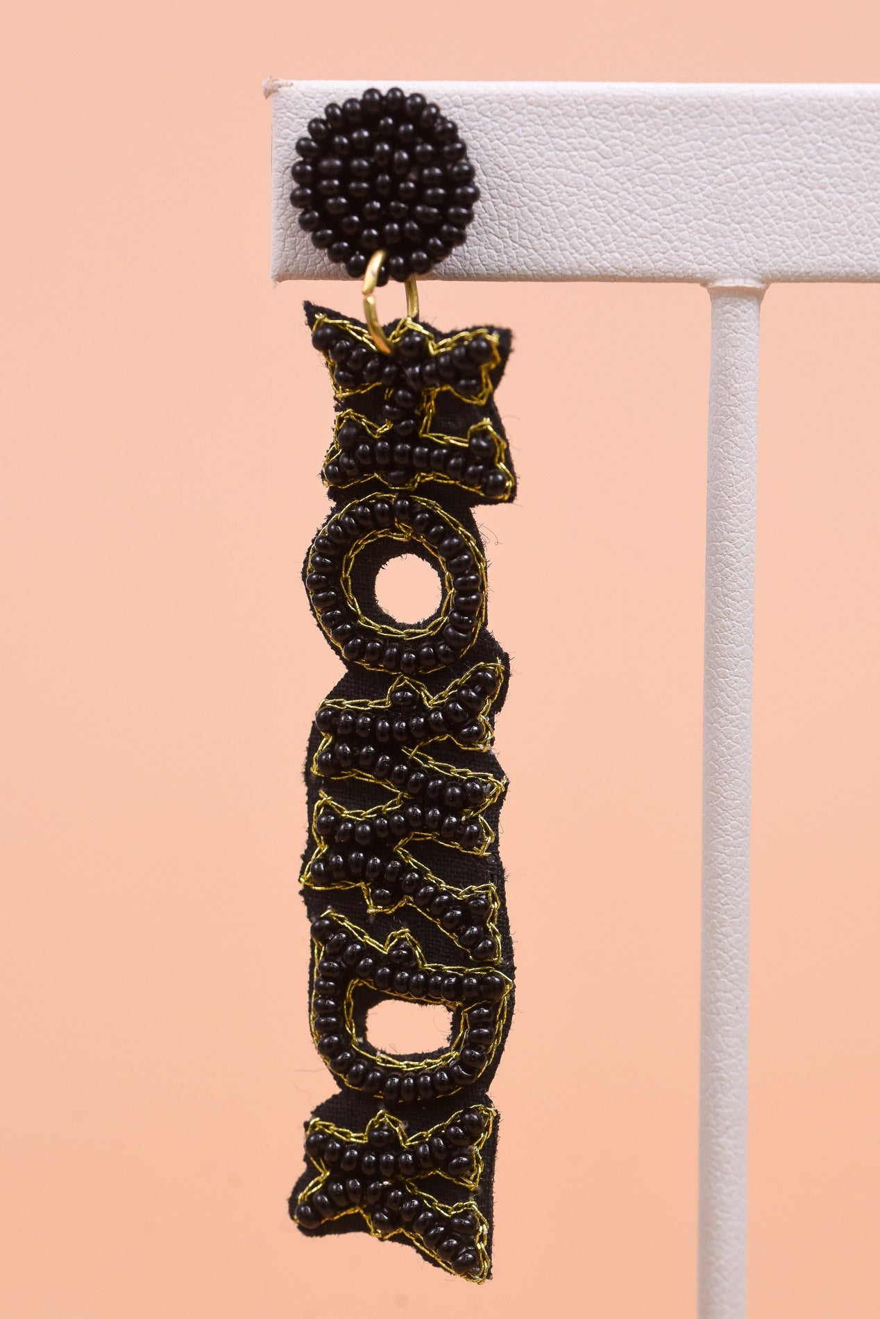 Black Seed Bead 'Howdy' Drop Earrings - EAR3592BK