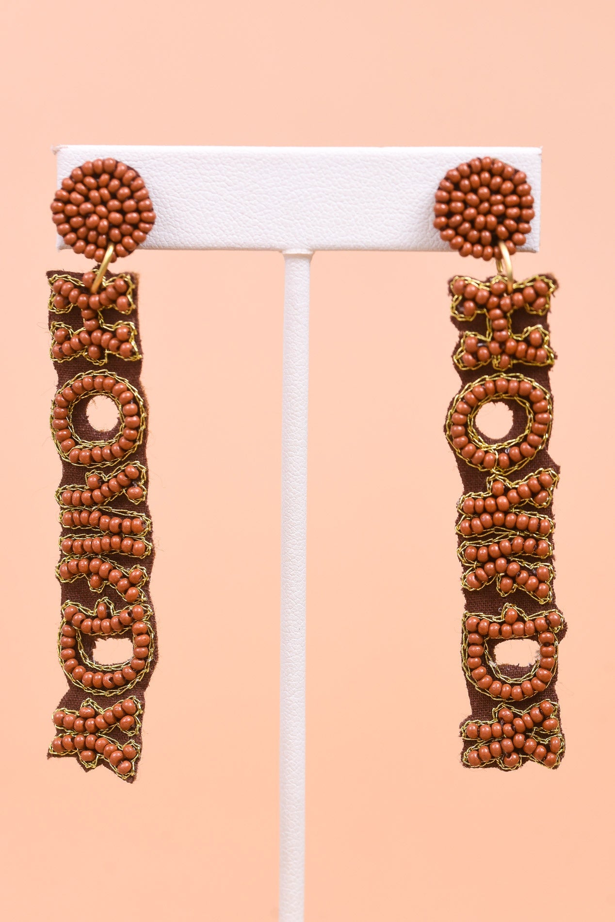 Brown Seed Bead 'Howdy' Drop Earrings - EAR3591BR