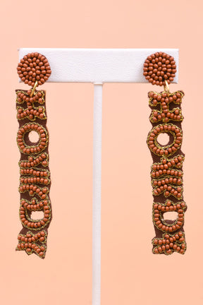 Brown Seed Bead 'Howdy' Drop Earrings - EAR3591BR