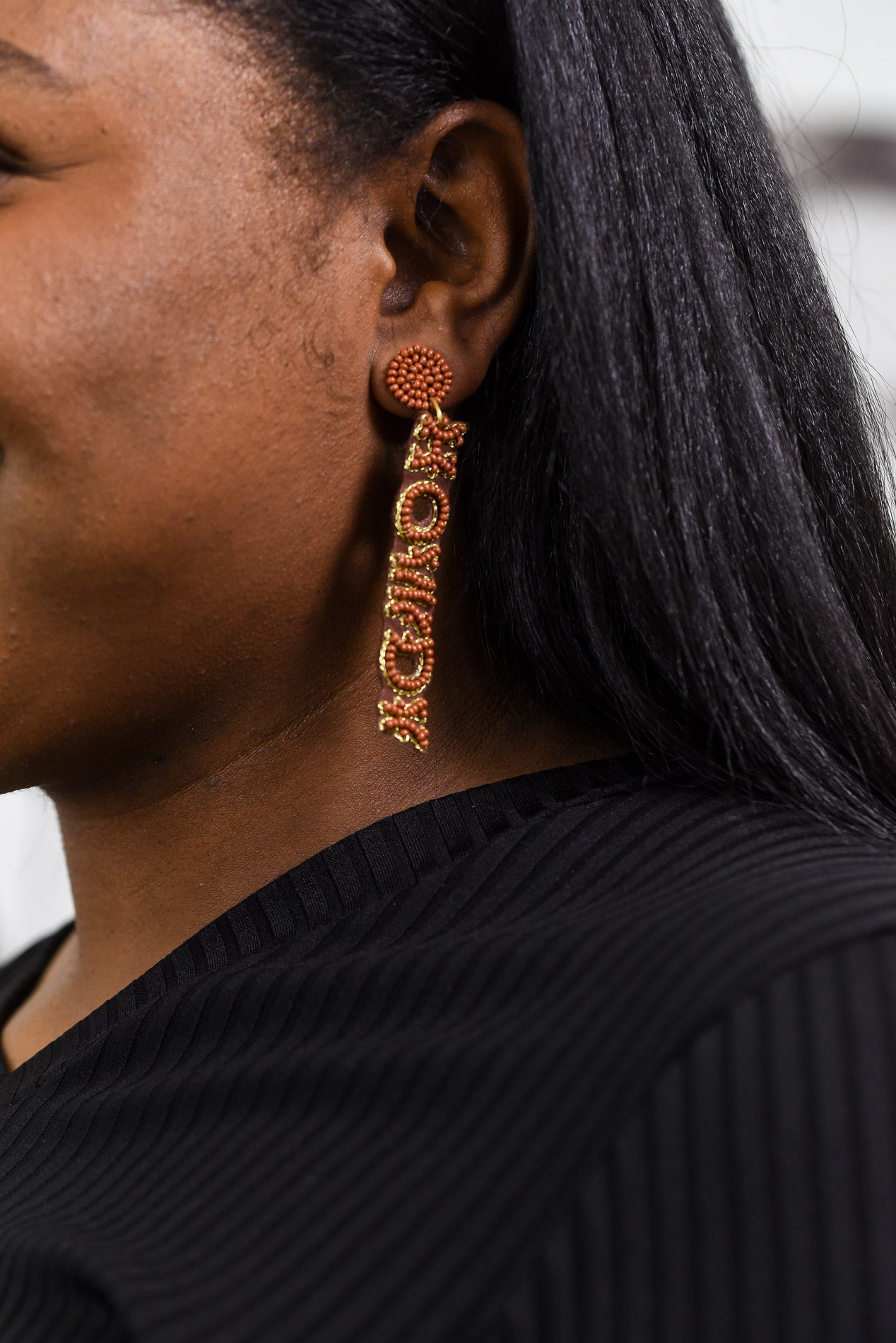 Brown Seed Bead 'Howdy' Drop Earrings - EAR3591BR