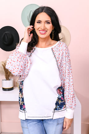 Aspire to Inspire White/Multi Color Floral Top - T5811WH