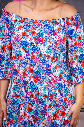 Stay Dreaming Ivory/Multi Color Floral Off The Shoulder Top - T6793IV
