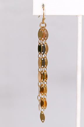 Gold Oval Link Fringe Earrings - EAR3914GO