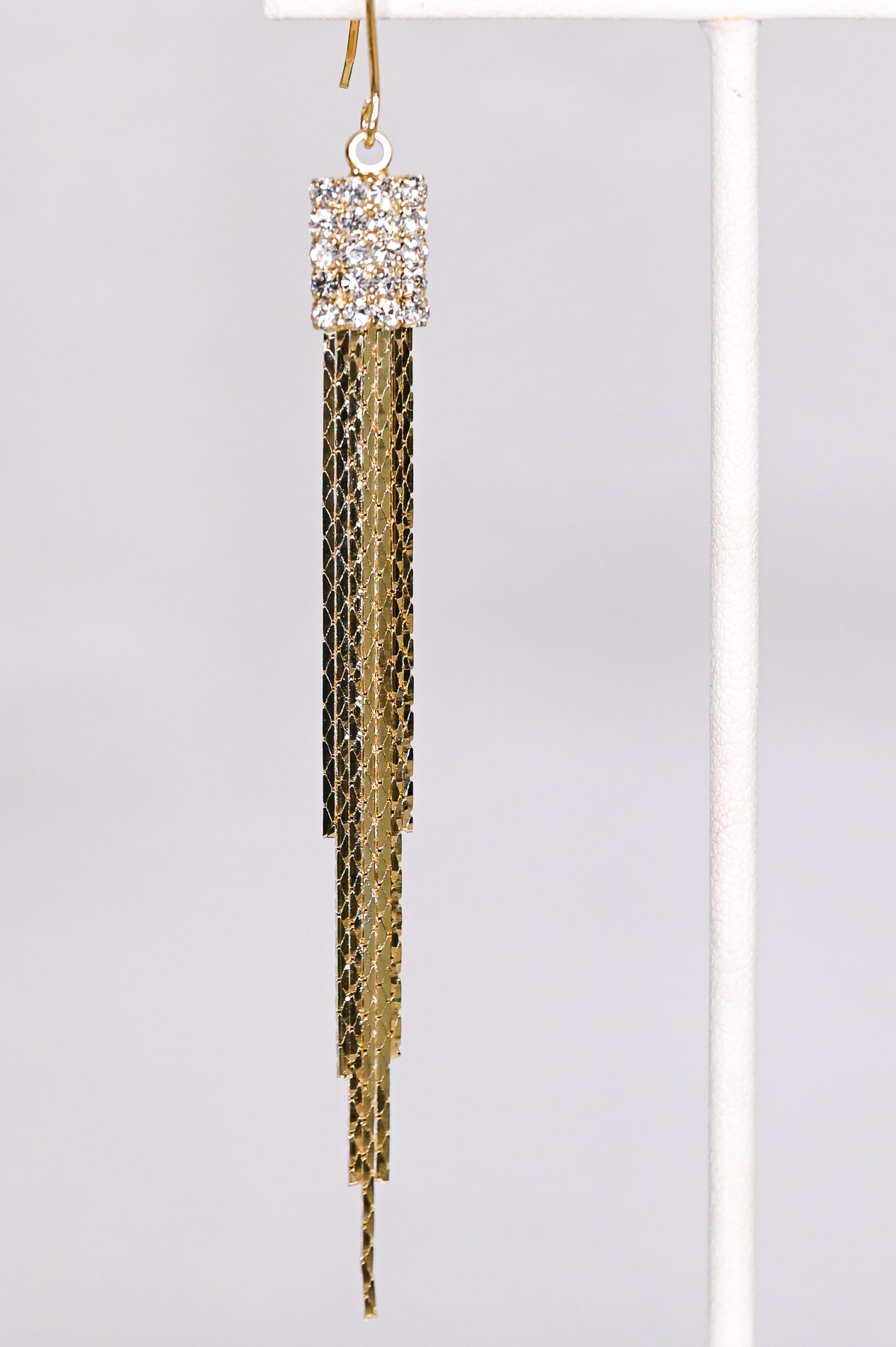 Gold Snake Chain Fringe/Bling Earrings - EAR3929GO