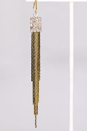 Gold Snake Chain Fringe/Bling Earrings - EAR3929GO