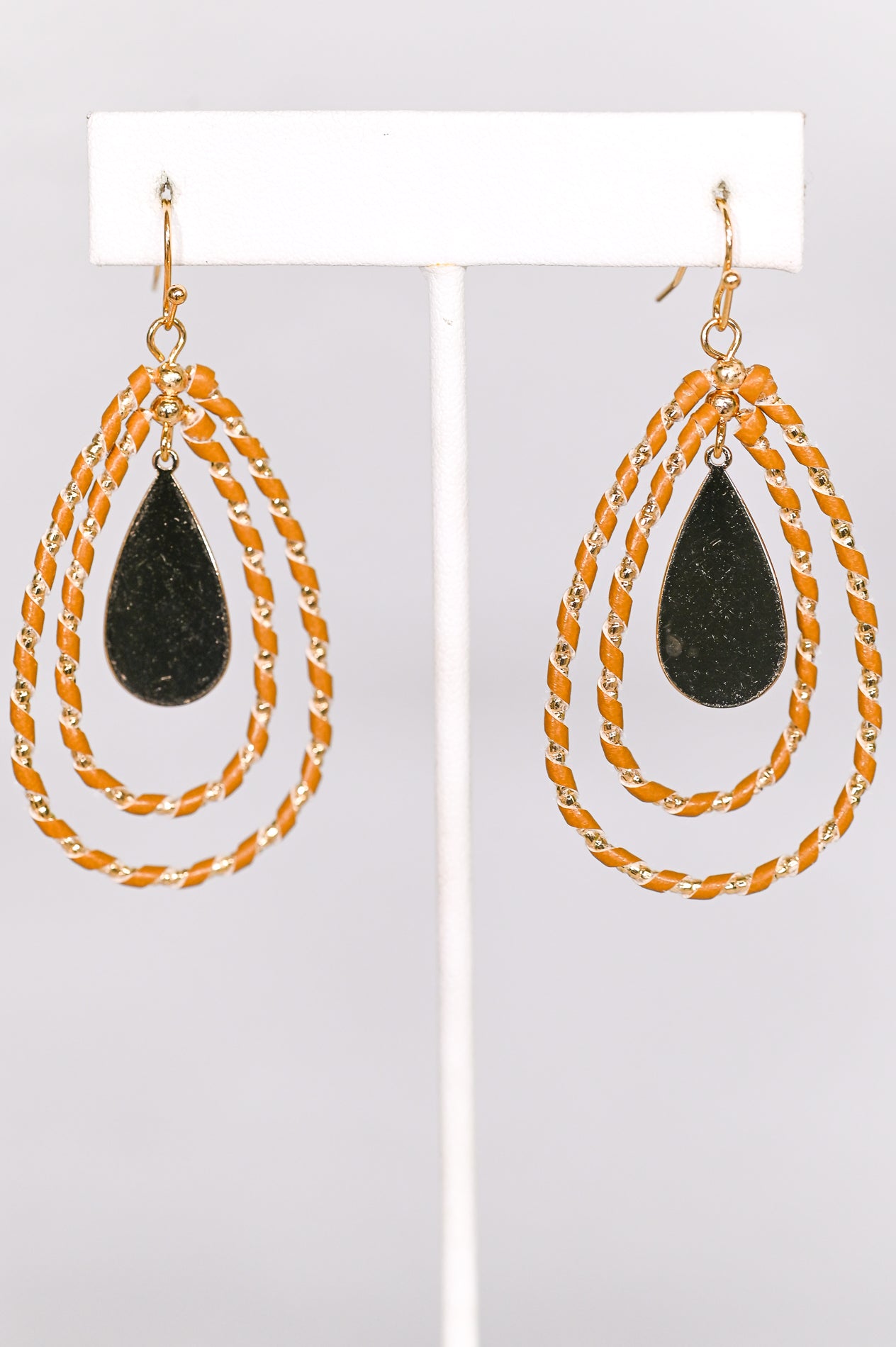 Brown Cut Out Teardrop Earrings - EAR3924BR