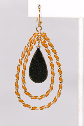 Brown Cut Out Teardrop Earrings - EAR3924BR