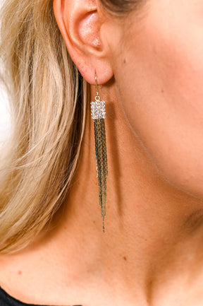 Gold Snake Chain Fringe/Bling Earrings - EAR3929GO