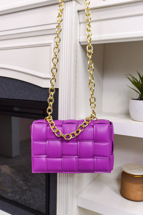 Out Of Your League Purple/Gold Woven Bag - BAG1709PU