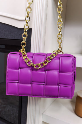 Out Of Your League Purple/Gold Woven Bag - BAG1709PU