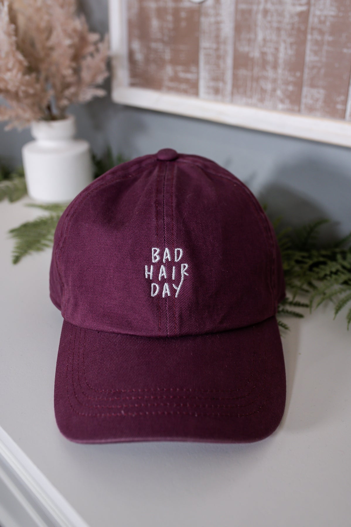 Bad Hair Day Plum/White Hat - HAT1445PL