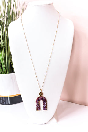 Wine Arch Beaded Pendant Necklace - NEK4117WN