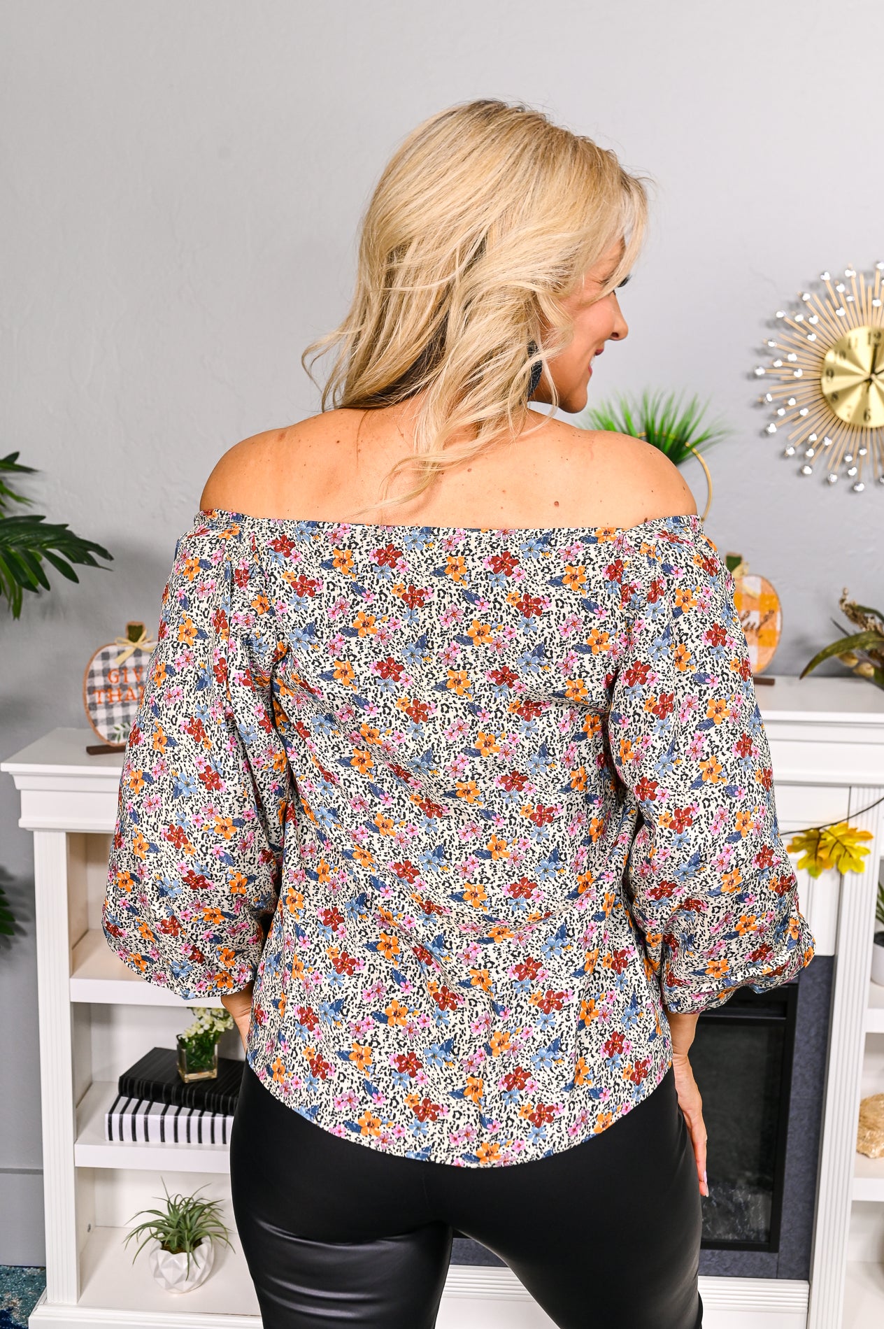 Energy Matched Taupe/Multi Color Printed/Floral Top - T5313TA