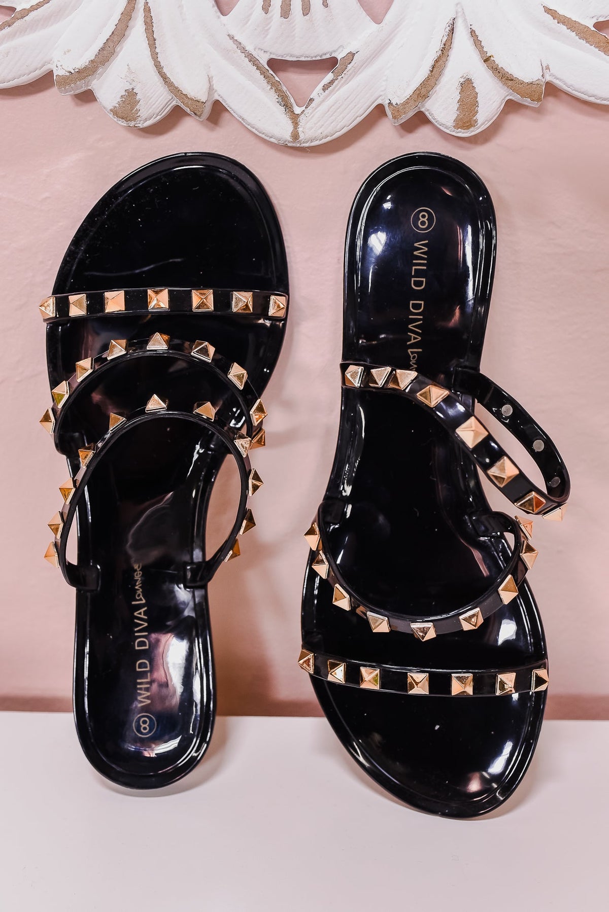 Never Ending Love Black/Rose Gold Studded Sandals - SHO2293BK