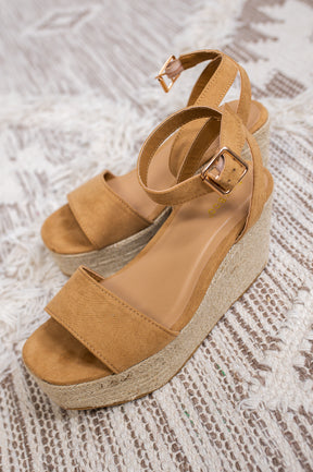 The Road Less Traveled Tan Espadrille Wedges - SHO2531TN