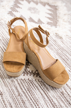 The Road Less Traveled Tan Espadrille Wedges - SHO2531TN