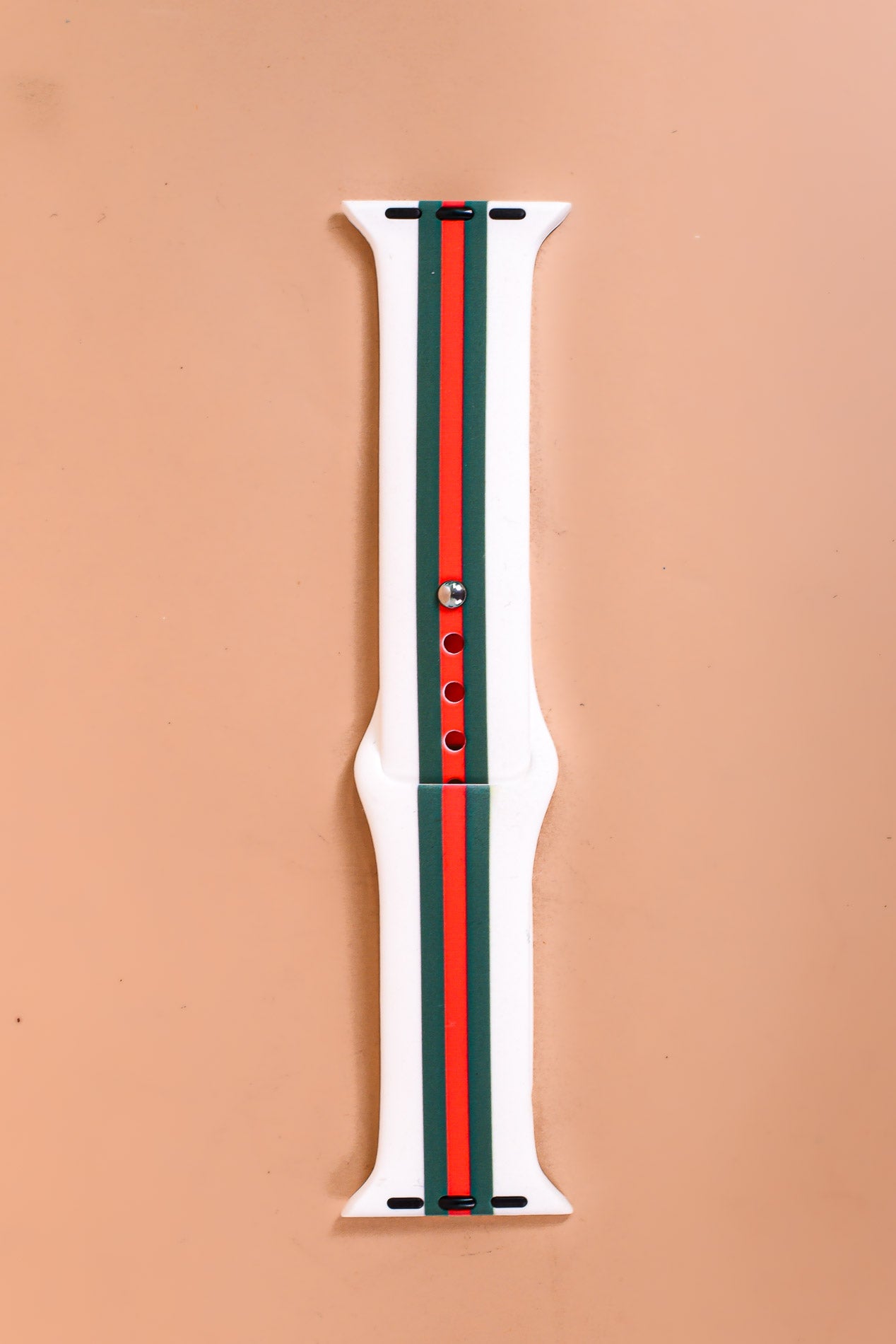 White/Red/Green Striped Apple Watch Band - WB037WH