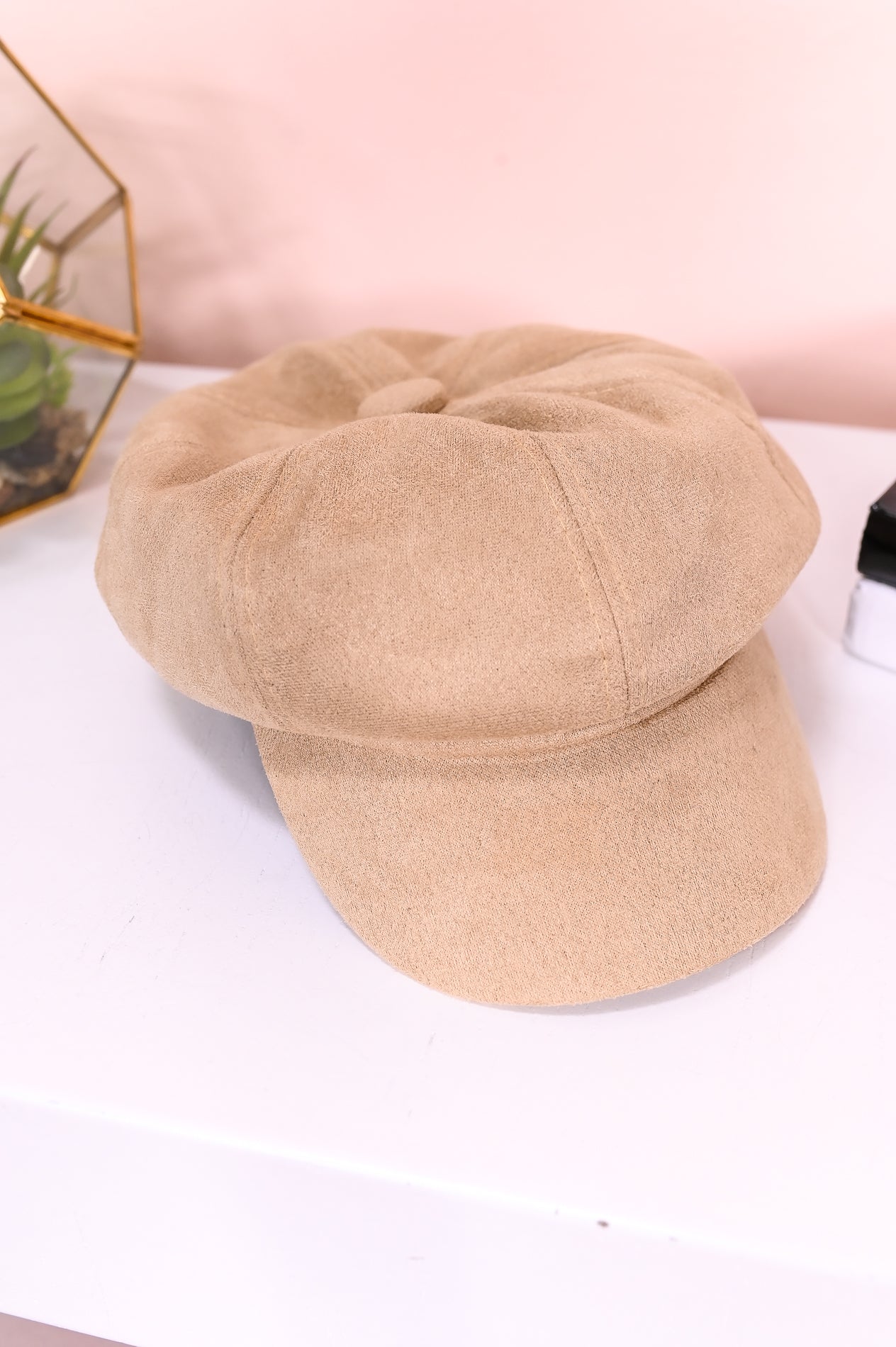 Beige Suede Newsboy Hat - HAT1443BG