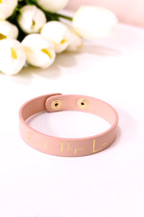 Pink 'Faith Hope Love' Snap Closure Bracelet - BRC3322PK