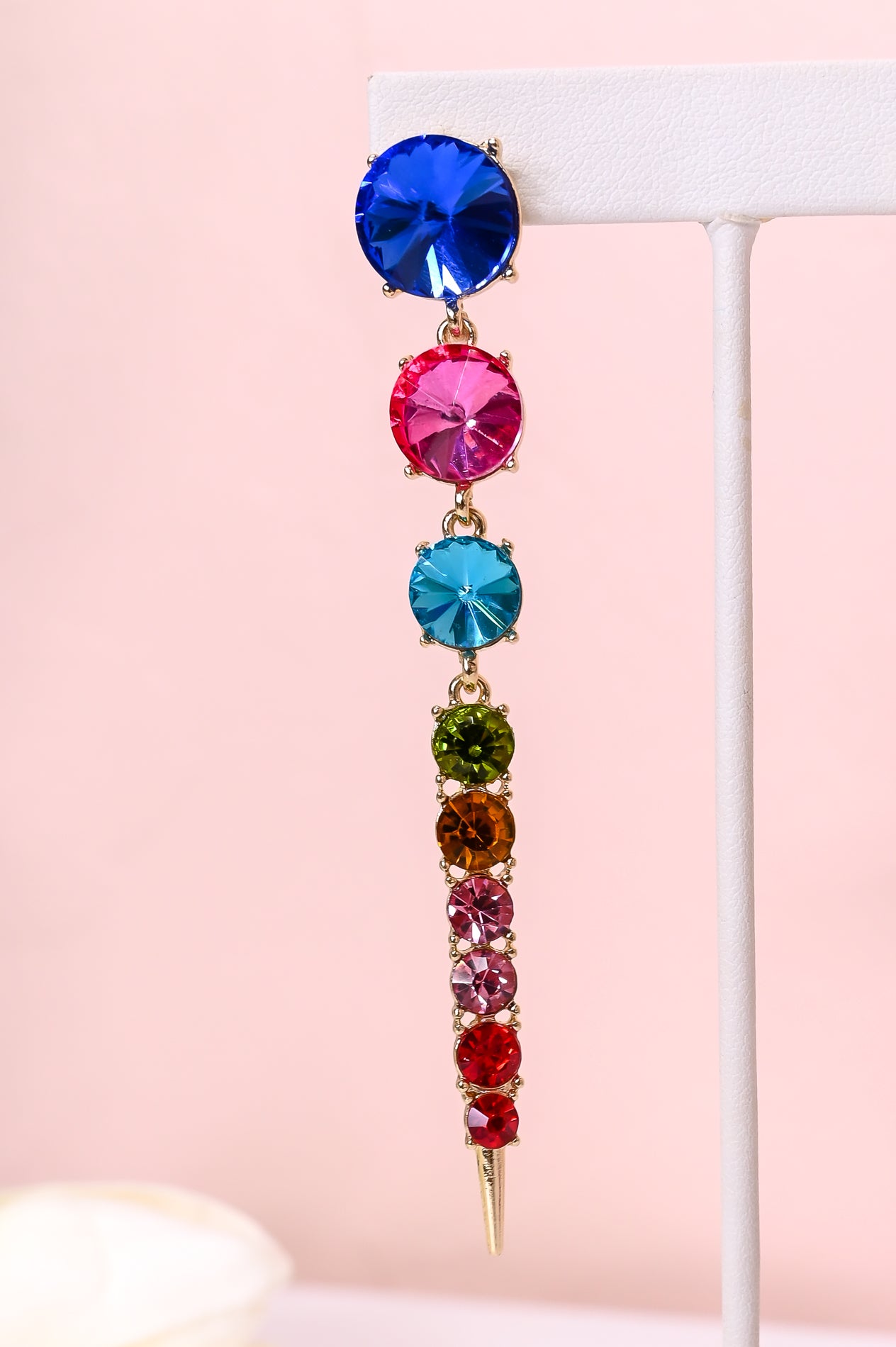 Multi Color/Gold Crystal Spike Dangle Earrings - EAR3869MU