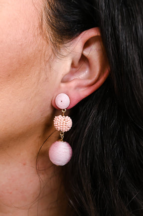 Blush Thread & Bead Ball Earrings - EAR3873BS