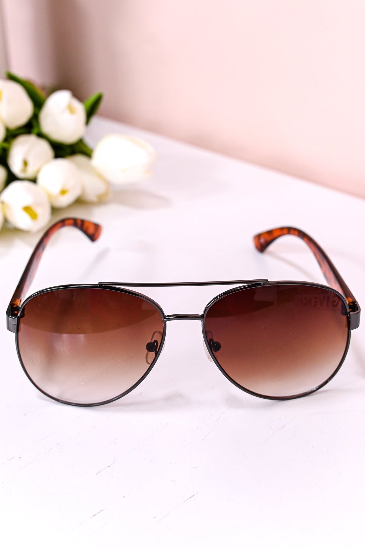 Brown Printed Aviators Lens Sunglasses - SGL334LE