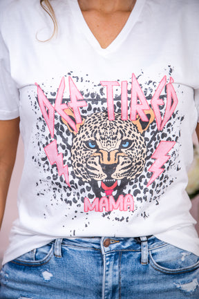 Def Tired Mama White V Neck Graphic Tee - A2655WH