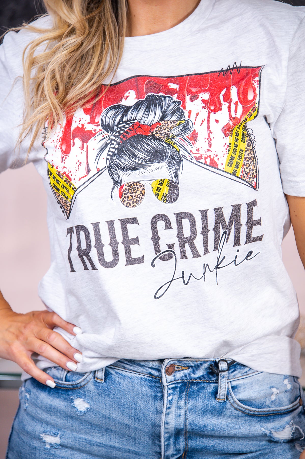 True Crime Junkie Ash Graphic Tee - A2661AH