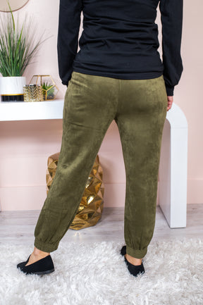 Falling For Glam Olive Solid Joggers - PNT1291OL