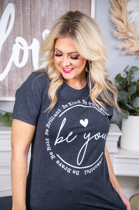 Be You Dark Heather Gray Graphic Tee - A2670DHG